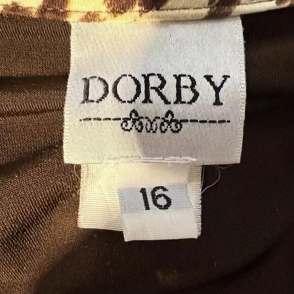 Miss Dorby Blouse Brown Animal Print Plus Size 16 Boho Business Casual - Picture 7 of 10